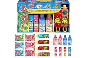 BAZOOKA CANDY BRANDS Christmas Candy Variety Pack, 18Ct Assorted Lollipops, Bulk Individually Wrapped Ring Pop, Push Pop, Baby Bottle Pop & Juicy Drop, Birthday Party Favors, Stocking Stuffers, Candy Bowls, Kids Gifts