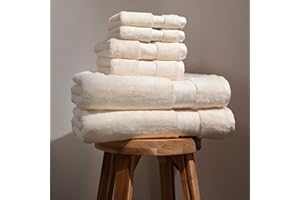 Fabdreams 100% Organic Cotton Bath Towel Set of 6 700 GSM Hotel Premium Plush Absorbent Soft Durable Skin-Friendly Spa Quality Bathroom Comfort with 2 Bath 2 Hand Towels and 2 Wash Cloths Ivory