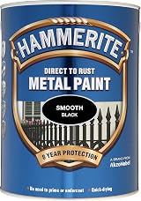 Hammerite 5L Smooth Metal Paint Black ICI 5084867 Direct-to-Rust