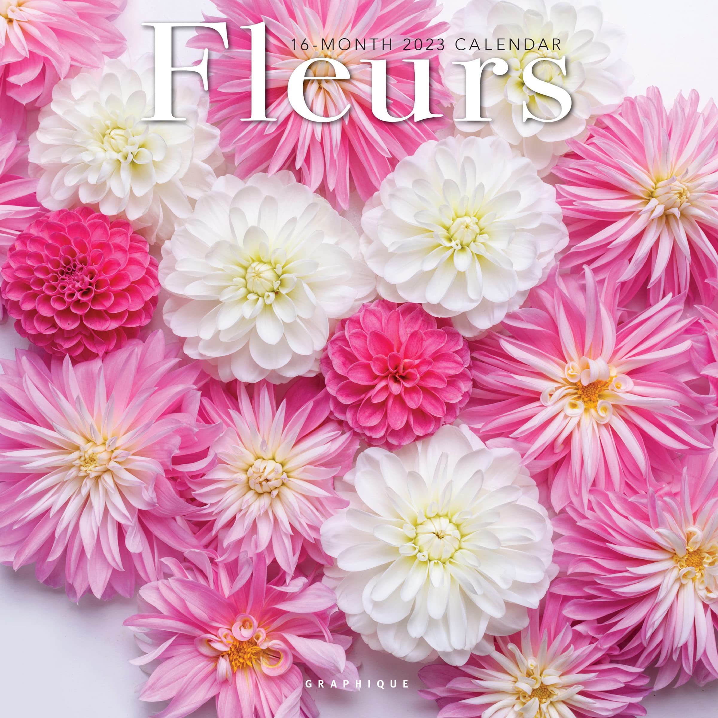 Graphique 2023 Fleurs Wall Calendar | 12” x 12” | Thick Paper | Home & Office Organizer | Large Monthly Grid | 3 Languages & Marked Holidays | 4 Month Preview Page for 2024