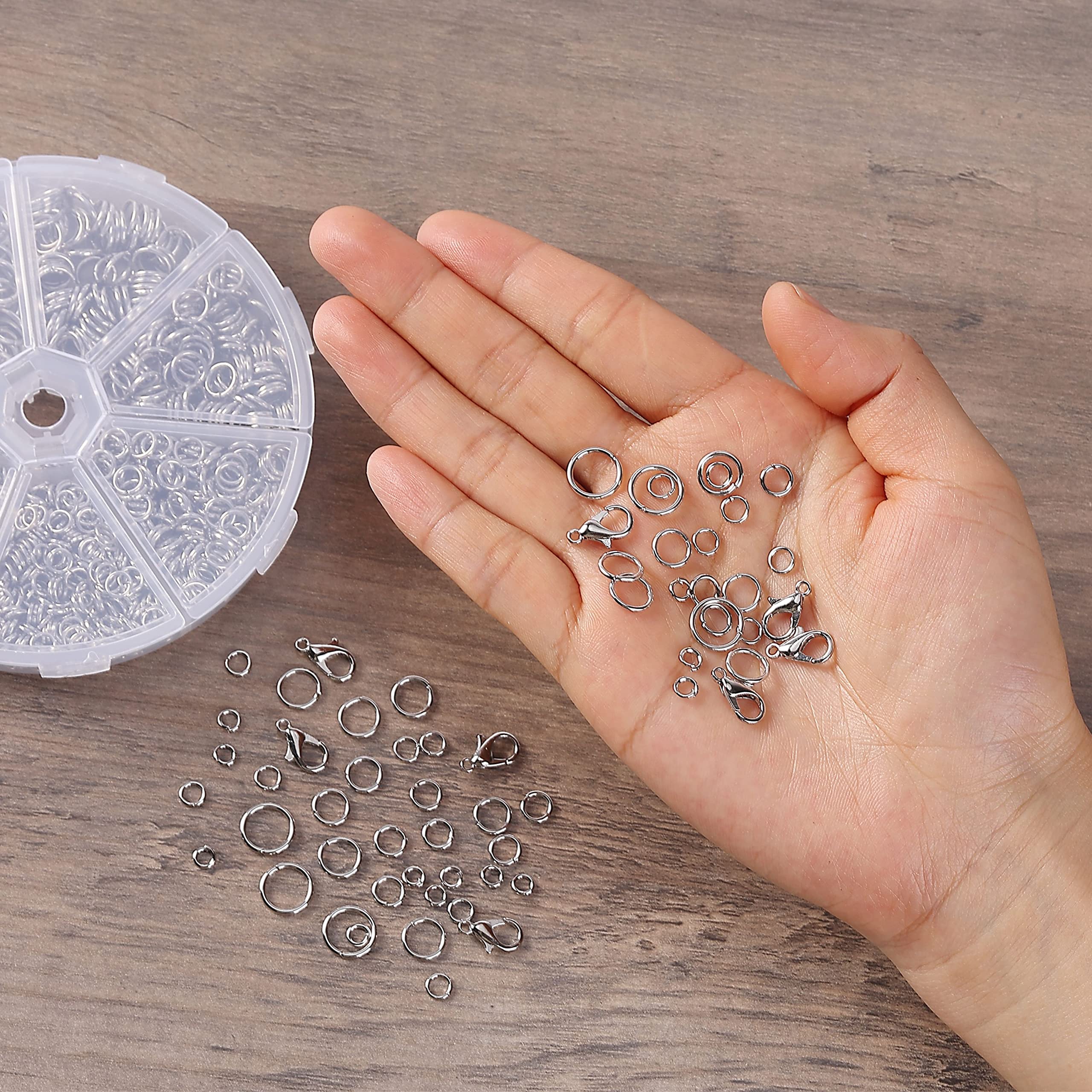 Mr. Pen- Open Jump Rings, Silver, 1014 pcs, 6 Sizes Open Jump Rings for Jewelry Making, Silver Jump Rings and Lobster Clasps
