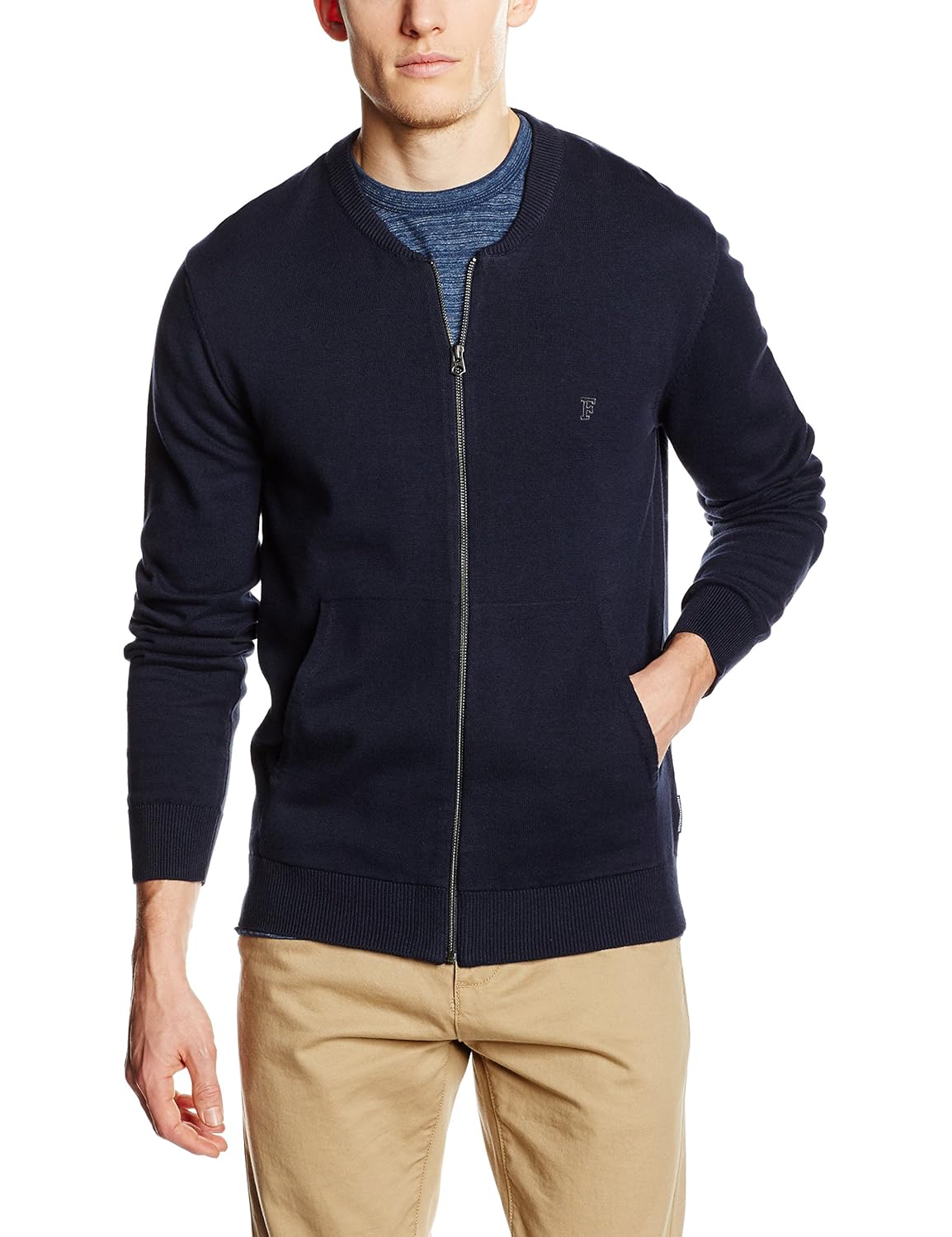 French Connection Men's Knitted Cotton Zip Through Jumper Amazon.co.uk