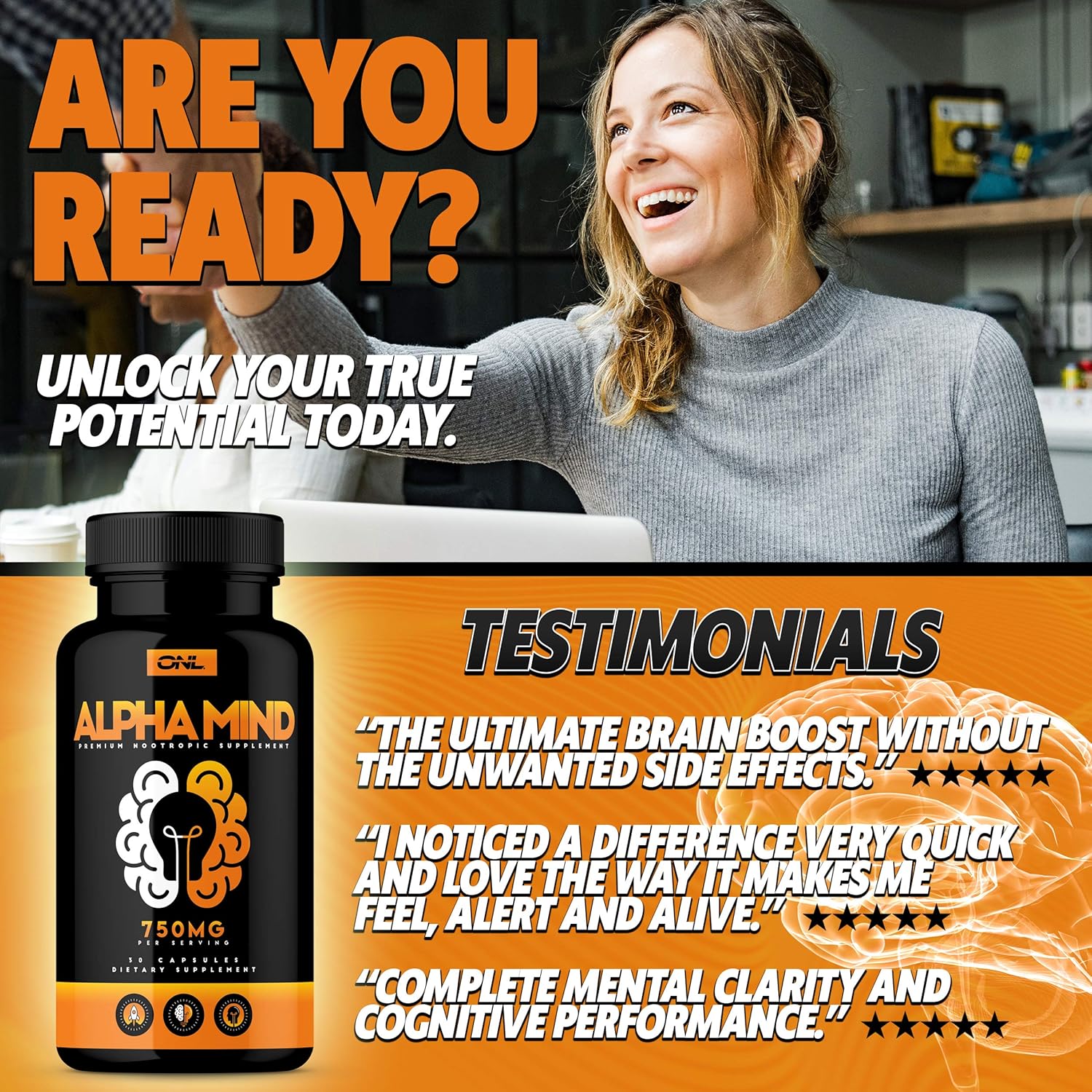 Alpha Mind Premium Nootropic Brain Booster Supplement - Enhance Focus, Boost Concentration, Improve Memory & Reduce Anxiety - Mental Enhancement Pills for Neuro Energy & IQ - 1 Month Supply: Health & Personal Care