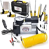 Tire Inflator Portable Air Compressor – 12V DC Air Pump for Car Tires, 150 PSI Electric Air Pump with Tyre Pressure Gauge – Corded Yellow by WE LOVE TO DRIVE