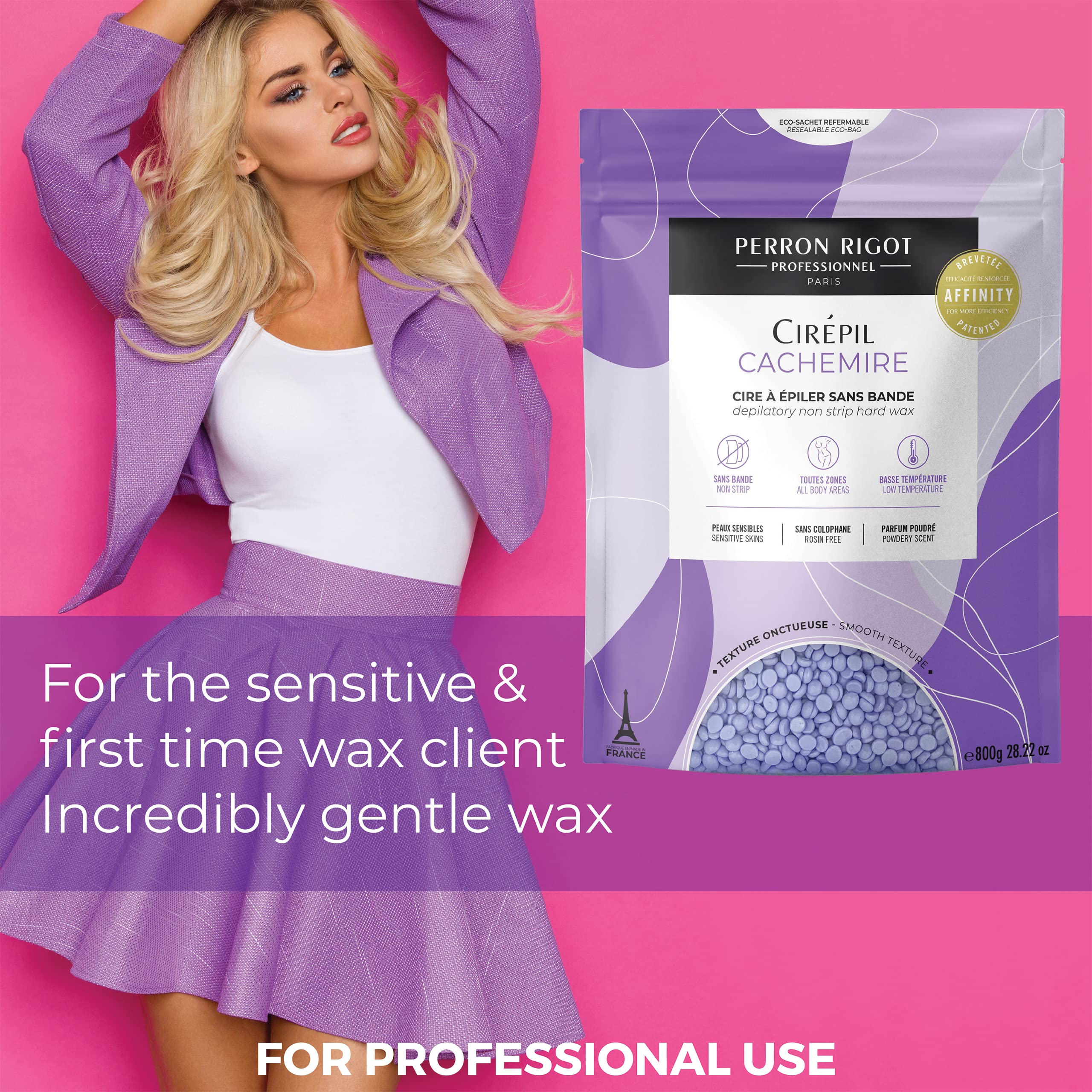 Cirepil Cachemire - 800g / 28.22 oz Beads Bag - Dermatologist Tested, Allergen-Free - Perfect for Sensitive Skin, Intimate Areas or Beginners - Cashmere Wax Beads