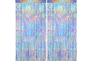 CADEYA 4 Packs Silver Foil Fringe Curtain, Silver Metallic Tinsel Backdrop for Birthday, Wedding, Baby Shower, Bachelorette Party, 70s 80s 90s Theme Disco Party Decorations Supplies