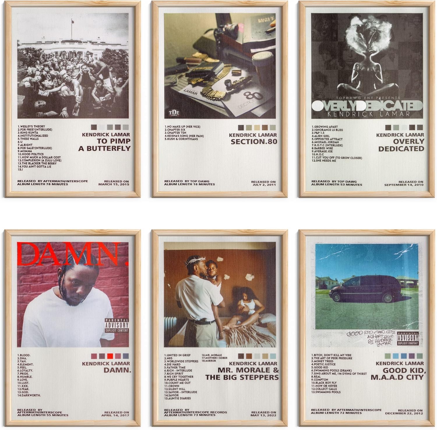 Wall Décor - ManRule Kendrick Lamar Poster Set of 6 Album Cover Posters 8 by 12 inch Music Posters for Room Aesthetic Canvas Wall Art for Teens Room Decor UNFRAMED (Kendrick Lamar)