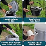 Denny International Large 6L Compact Portable Toilet Grey view 3