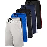 Real Essentials 5 Pack: Men’s 9" Mesh Shorts – Athletic Gym, Workout, Basketball, Running, Casual Lounge Activewear Pockets