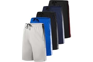 Real Essentials 5 Pack: Boys' Mesh Basketball Athletic Shorts with Pockets – Teen Kids Youth Quick Dry Soccer Running Gym