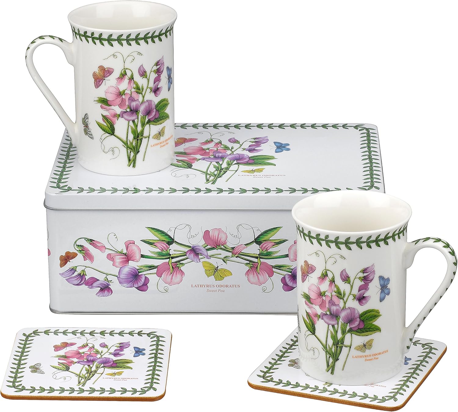 Portmeirion Home & Gifts Sweet Pea Motif 5Piece Tin Set, Porcelain
