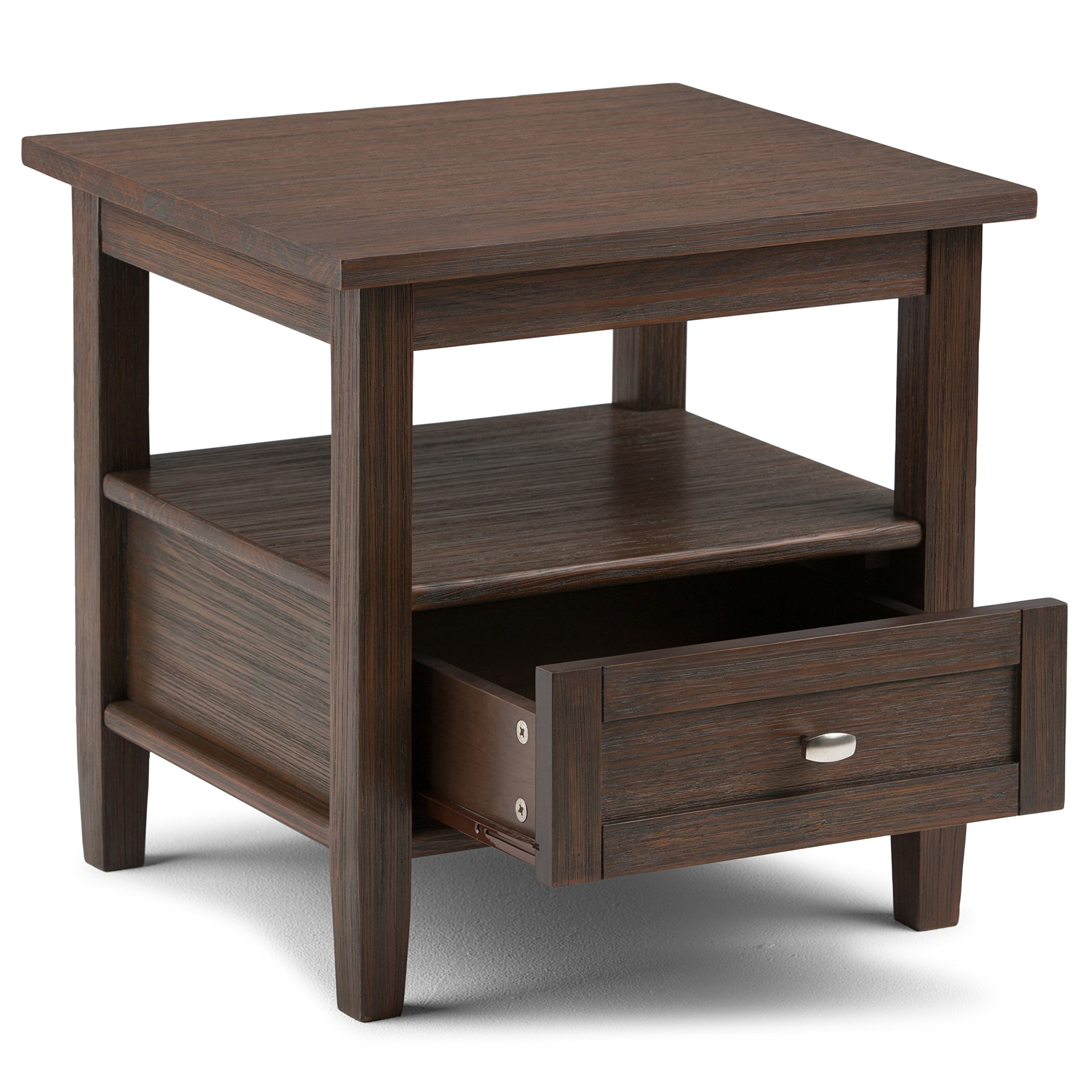 Simpli Home Warm Shaker Solid Wood End Side Table, Farmhouse Brown eBay