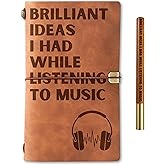 InnoBeta Music Lovers Gifts Journal With Pen, for Men Women on Christmas, Embossed Notebook, Travel Diary, Faux Leather, 7x5 Inches - Brilliant