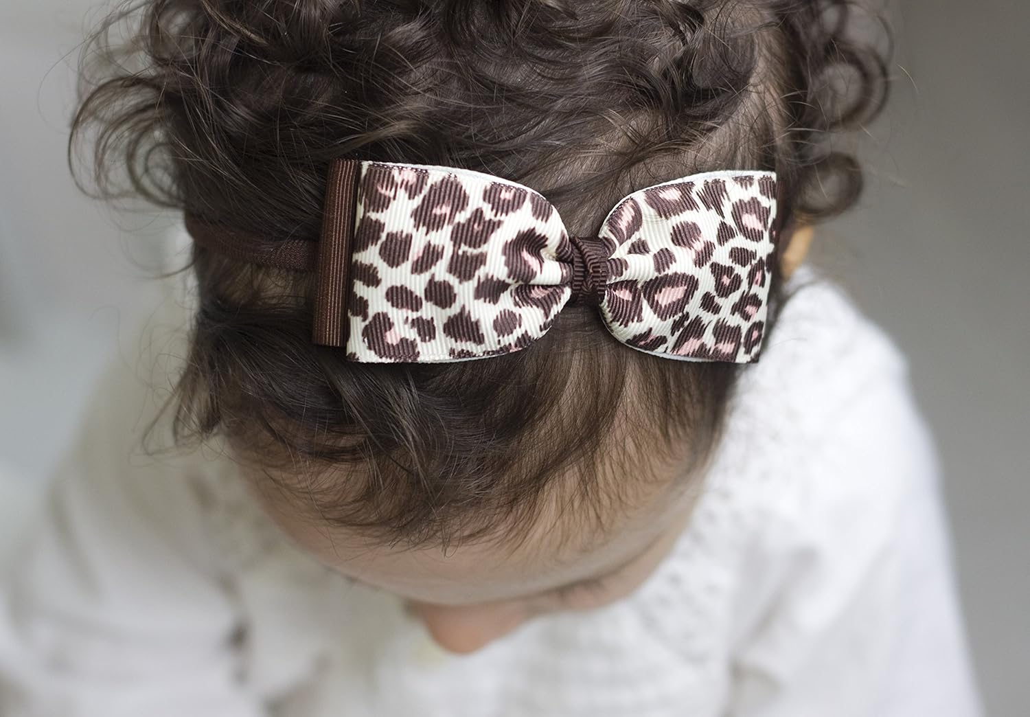 leopard hair bow for babies