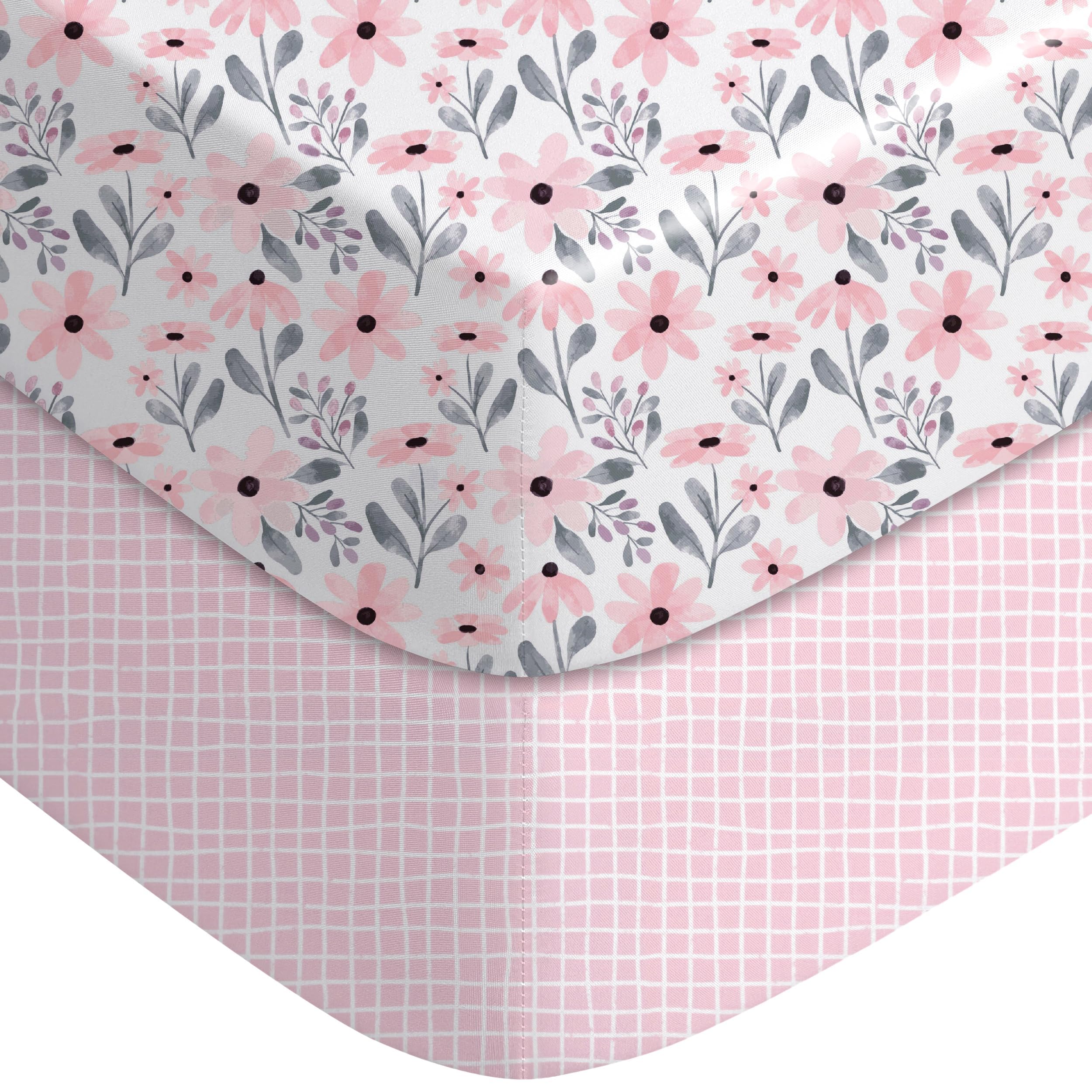 Photo 1 of Yoofoss Crib Sheets Girl 2 Pack, 52x28 Fitted Baby Crib Sheet Fits for Standard Crib and Toddler Mattress, Ultra Soft Breathable Microfiber Pink Floral