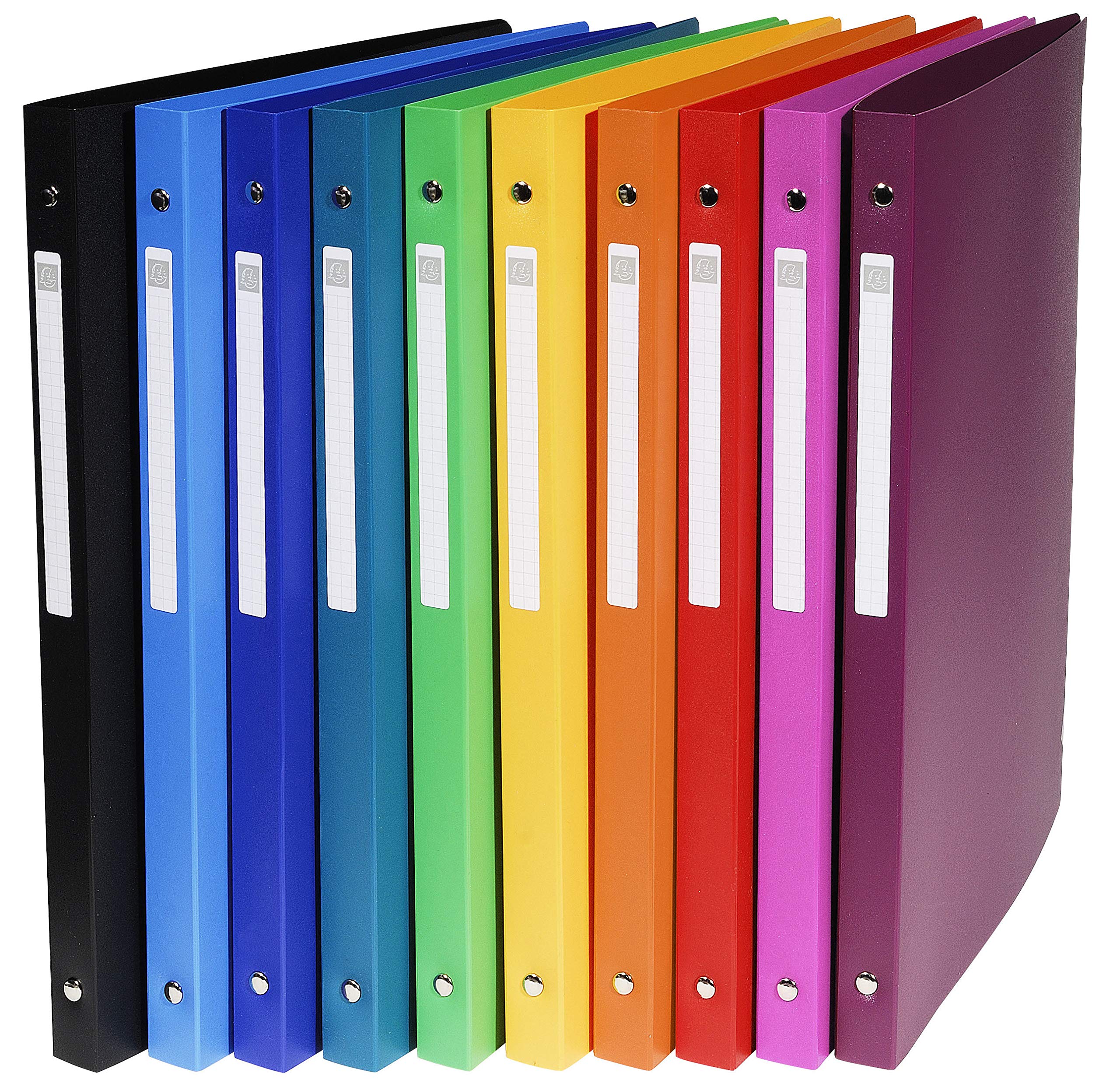 Exacompta - Ref. 51299E - Box of 20 flexible binders with OPAK label - 4 round rings 15 mm diameter - 20 mm spine - external dimensions 32 x 25 cm - A4 file format - assorted colors