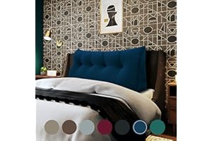 WOWMAX Triangular Headboard Pillow Full Bed Wedge Pillow for Headboard Large Bolster Pillow for Bed Wedge Pillow Headboard Daybed Pillows with Removable Cover, Velvet(100% Cotton) Deep Blue