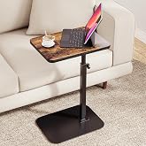 ELYKEN Adjustable Height TV Tray Table for Couch, 360&deg; Swivel Side Table | C Shaped End Table, 18"-33" Height Range Laptop Stand for Recliner, Small Bedside Table