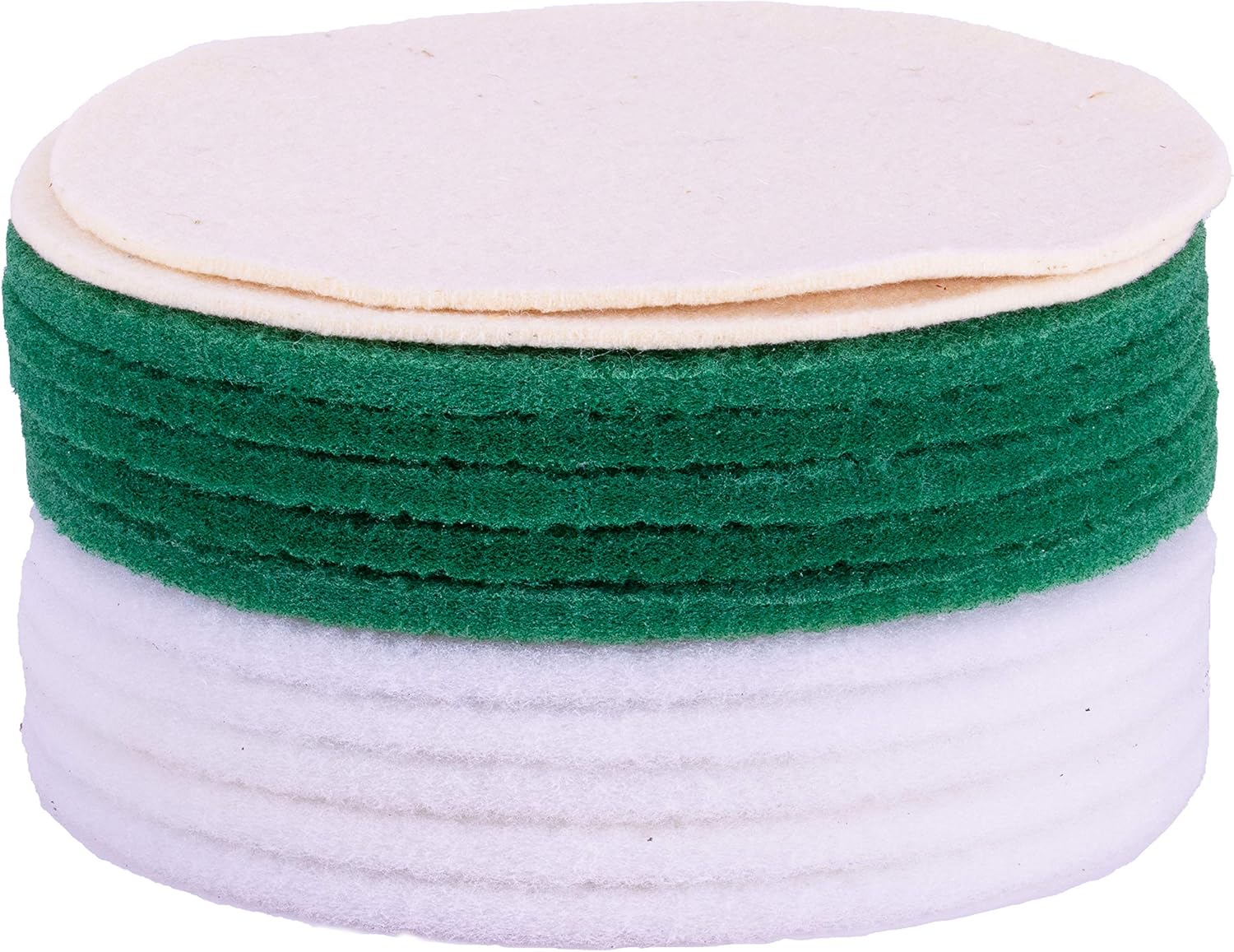 HPS® 12 Piece Pad Set 5XGREEN, 5XWHITE Pads and 2XSHEEPWOOL Polishing Pad