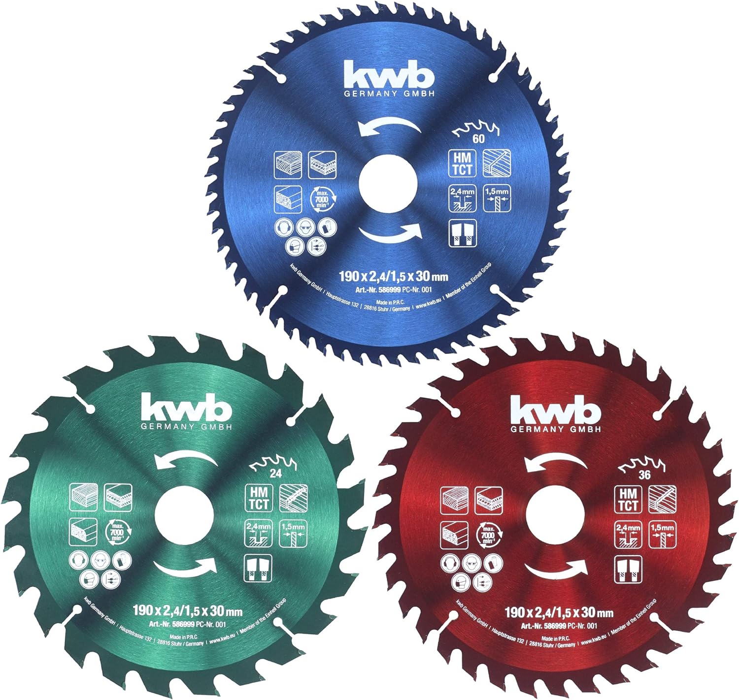 kwb Circular Saw Blade Set 190 x 30/20 / 16 mm for Handheld Circular