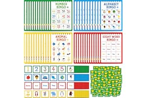Family Bingo Game, Alphabet, Animal, Sight Word & Number Bingo Board Game, Counting and Matching Skills Classic Educational G