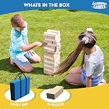 Grasshopper Games Giant Stack N Fall 54 Wooden Blocks Large Tumble Tower view 5