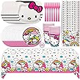 Hello Kitty Birthday Decorations & Party Supplies | Hello Kitty Plates and Napkins, Cups, Tablecloth, Forks, Sticker | Serves 16 Guests | Officially Licensed