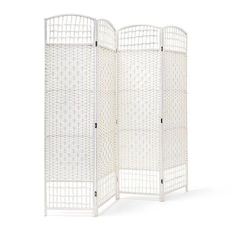 Relaxdays Paravent H x B x T: 179 x 180 x 2 cm Faltbarer Raumteiler und Spanische Wand mit Streben aus Bambus als Sichtschutz