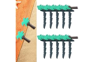 CAIRIAC Palm Tree Beach Towel Clips, Outdoor Beach Towel Anchor Stakes Clips for Sand, 10 Pack Coconut Tree Anchor Stakes Clamps Picnic Blanket Holders Sand Spikes for Summer Vacation
