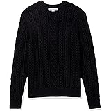 Amazon Essentials Men's Long-Sleeve 100% Cotton Fisherman Cable Crewneck Sweater