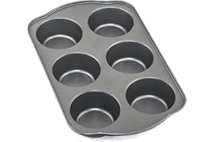 SOFINNI 6 Cup Jumbo Muffin Pan, Tin Cake Pie Cookie Baking Tins Bundt Mold Cupcake Molds Cheesecake Sheet, 3.5" Each Cup