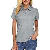 TACVASEN Polo Shirts for Women Short Sleeve Golf Shirts 4-Button Quick Dry Workout Tops Collared for Work Running Tennis
