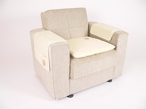 Armlehnenschoner flach Paar, Farbe ecru , Größe 50 cm x 55 cm mit 2 Taschen, 1000000007038