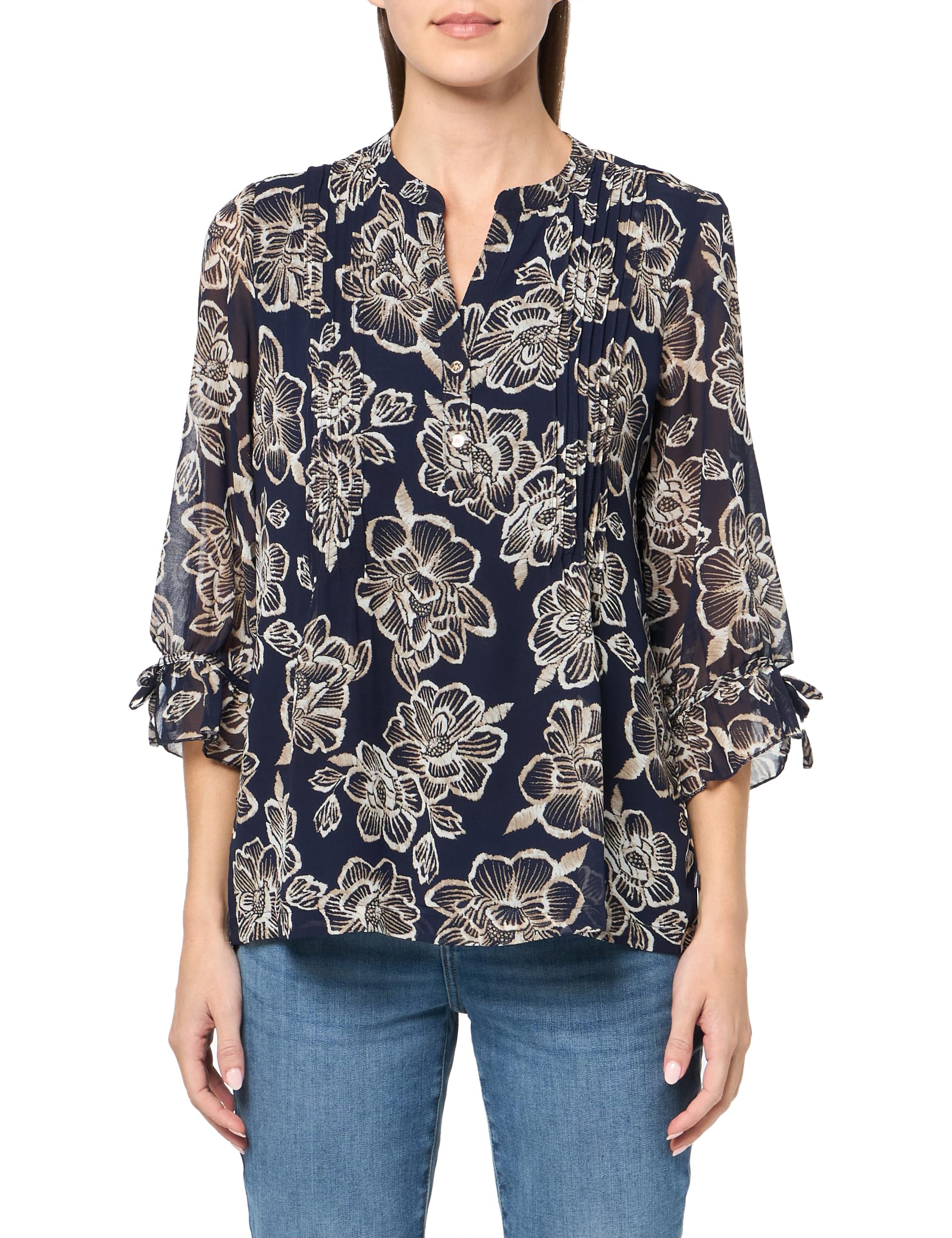 Nautica Women's Pintuck Blouse, Night Sky Multi, XS Image