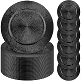 Tanlade 100 Pcs Charger Plates Bulk, 13 Inch Plastic Round Charger Dinner Plates Elegant Wedding Serving Plate for Event Tabletop Wedding Party Bridal Baby Shower Decor (Black)