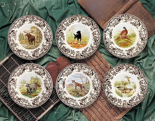 Spode Woodland Dinner Plate, Majestic Moose Inch Hunting
