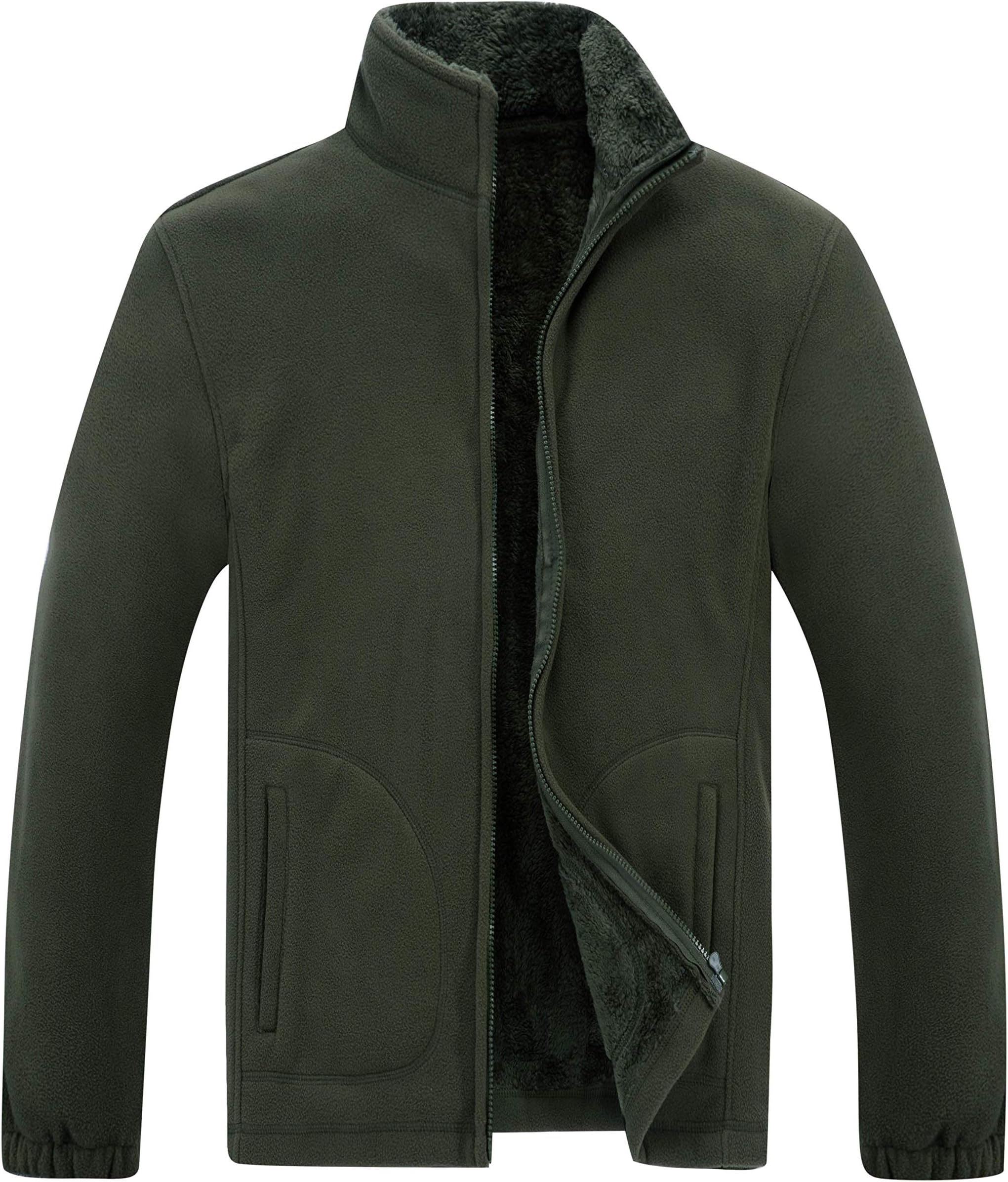 Men's Fleece Jacket Full Zip Outdoor Fleece Outwear Sport Sweatshirt for Fall Winter Spring