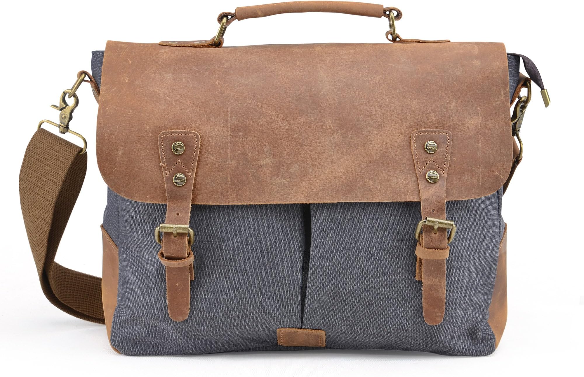Gootium Canvas Leather Messenger Bag - Vintage Briefcase 14" 15.6" Laptop Shoulder Bag