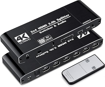 Amazon Com 4k 60hz Hdmi Switch 4x1 With Audio Extractor Avedio Links 4 Port Hdmi2 0b Switch Box With Hdmi Atmos 7 1ch Optical 5 1ch 3 5mm Audio Out Hdmi Selector Switch With Remote Support Hdr Vision 7 1