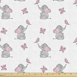 Ambesonne Animal Cartoon Fabric by The Yard Playing