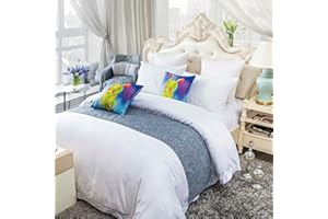 OSVINO Solid Bed Runner Microfiber Simple Bedding Protector Lightweight Durable Bed End Scarf for Wedding Hotel Room, Blue, Twin/Twin XL