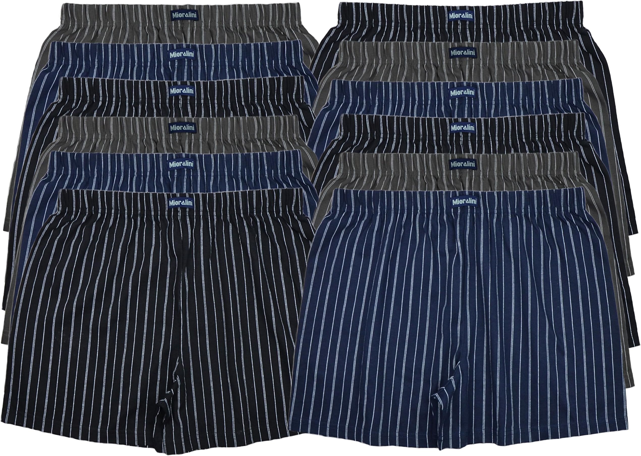 MioRalini 12 or 6 Men's Soft Cotton Boxershorts Multicolored with and Without Button and Fly
