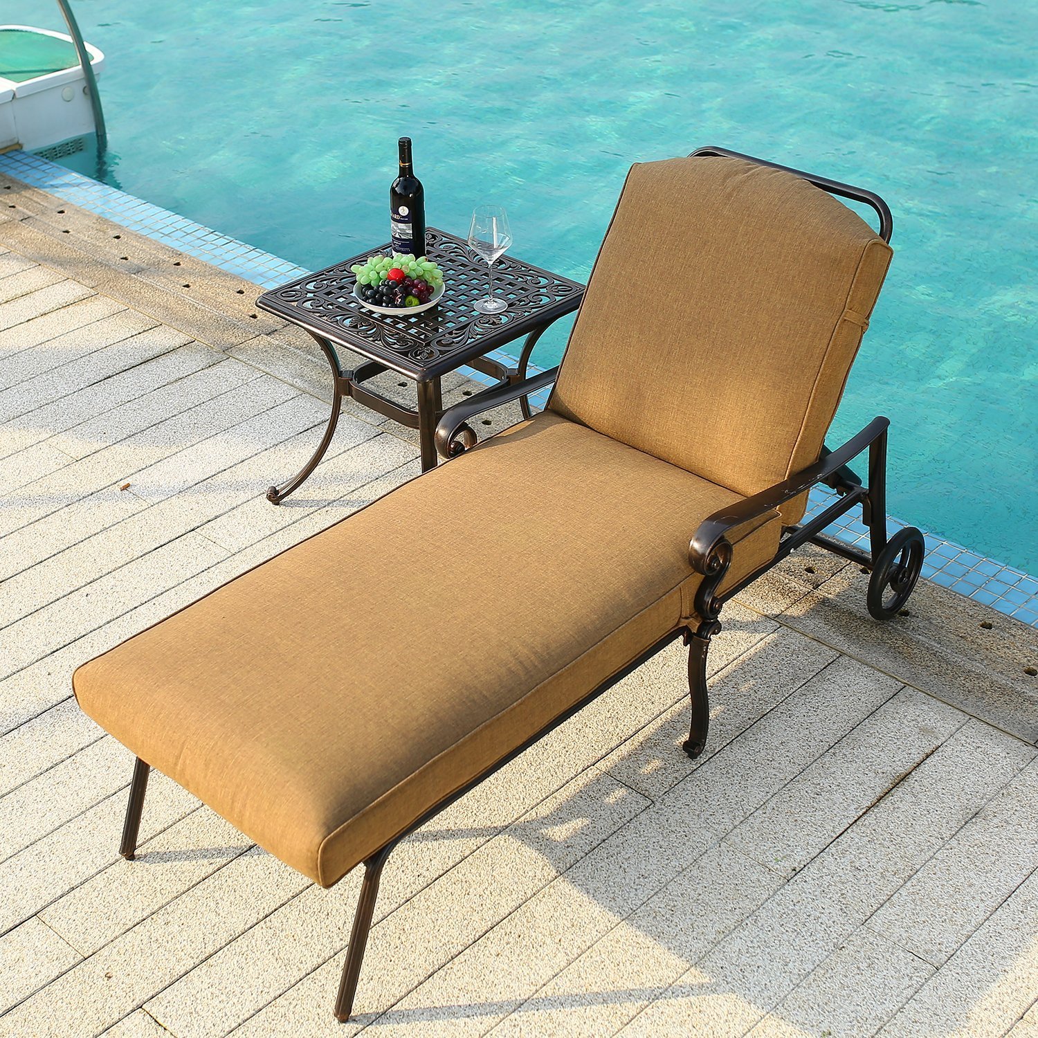 Domi Outdoor Living Chaise Lounge Chair With Cushion For Beach Pool And Yard Patio Lawn Garden Chaise Lounges