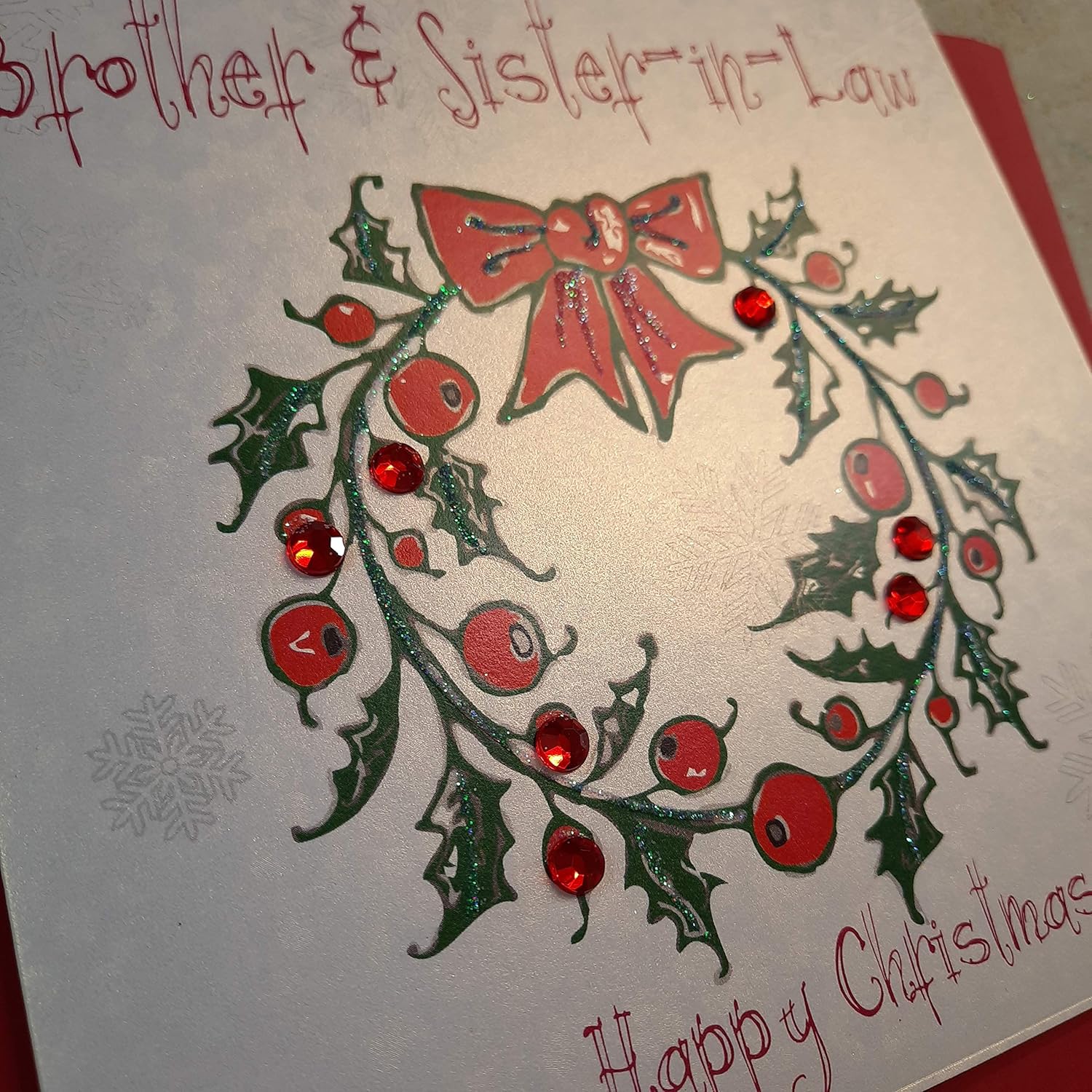 White Cotton Cards Brother & Sister-in-Law Happy Handmade Christmas Card (Reef) Code fp41, 16cm x 16cm - Image 4