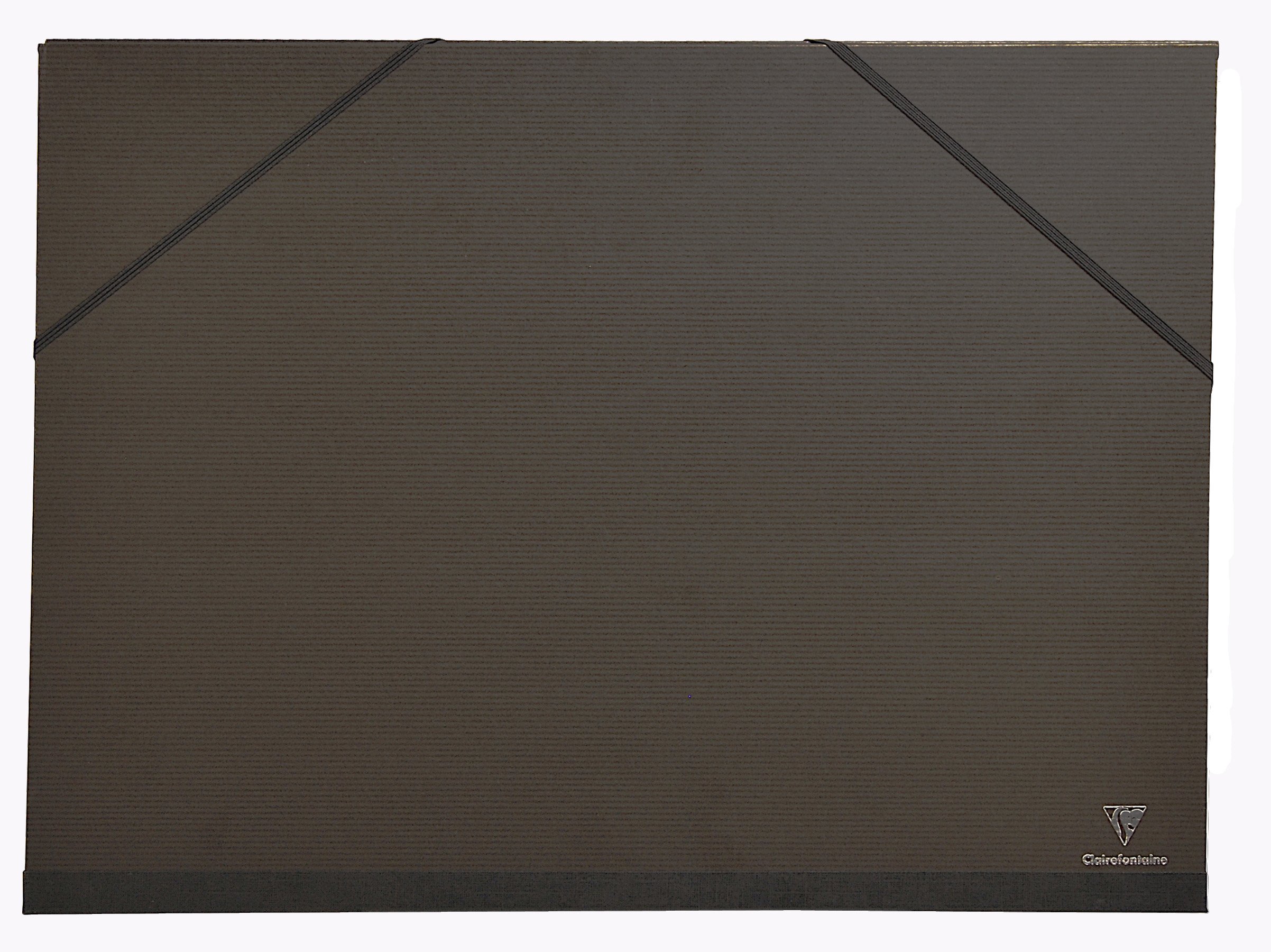 Clairefontaine - Ref 48015C - Kraft Art Folder - A3+ Size, Elastic Straps with 3 Flaps Closure, White Paper Lining, Acid Free - Suitable for Transporting Artwork - Black โ image 1