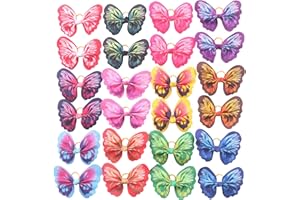 YAKA 24pcs/12 Pairs Dog Hair Bows with Rubber Bands Butterfly Dog Topknot Bows 2.5inch Bowknot Pet Grooming Products Accessories 12 Color