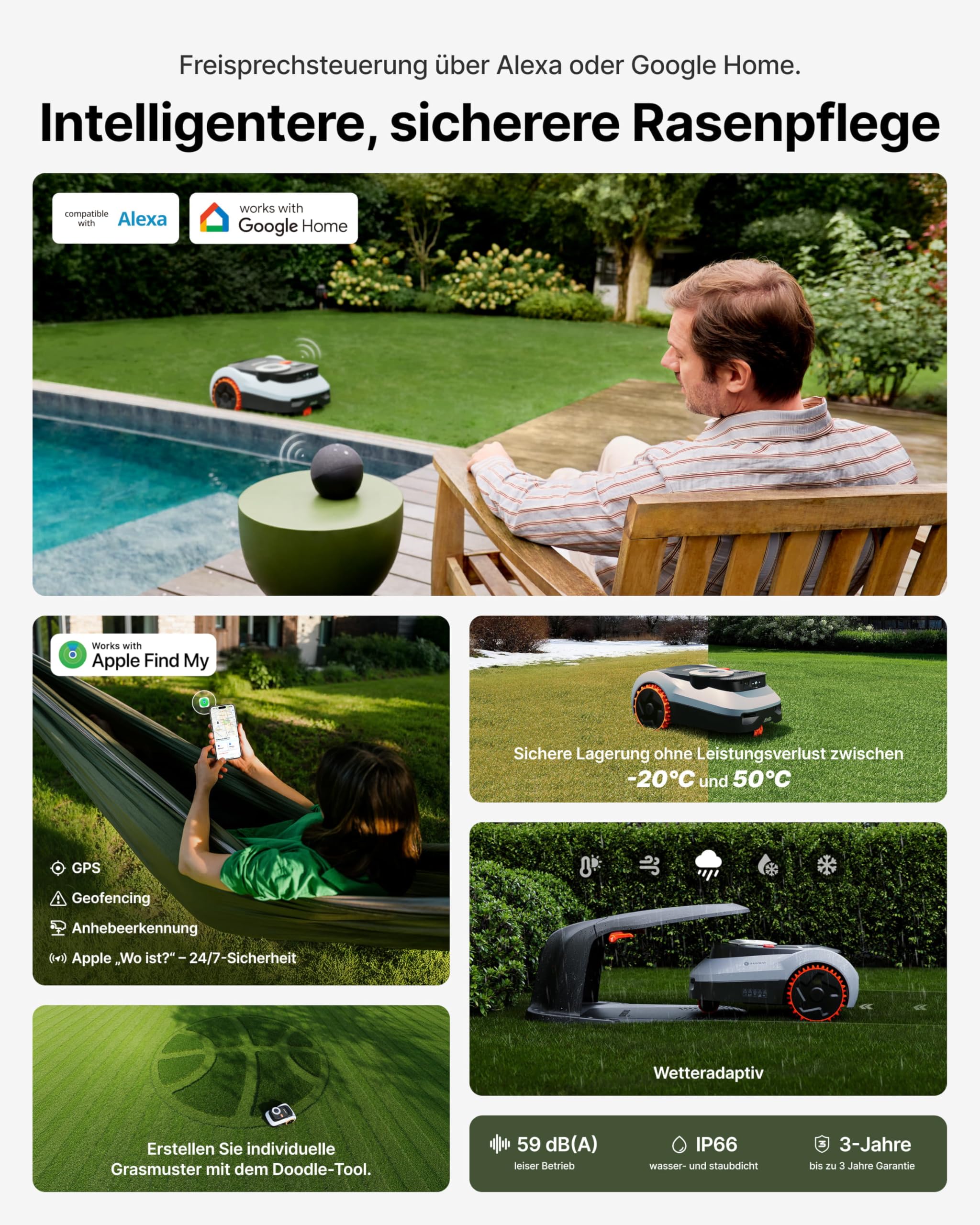 Segway Navimow i210 LiDAR Pro Mähroboter mit Garage M für 1000 m², LiDAR+Vision+NRTK Tri-Fusion-Positionierung, Xero-Turn AWD für 55% Steigungen, Auto-Kartierung (Getrennt versandt Werden) 7