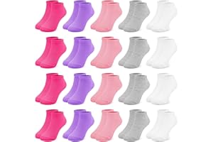 ZERULETS Toddler kids Girls Socks, 20 Pairs Kids Ankle Athletic Low Cut Socks for Girls Children Aged 1-13