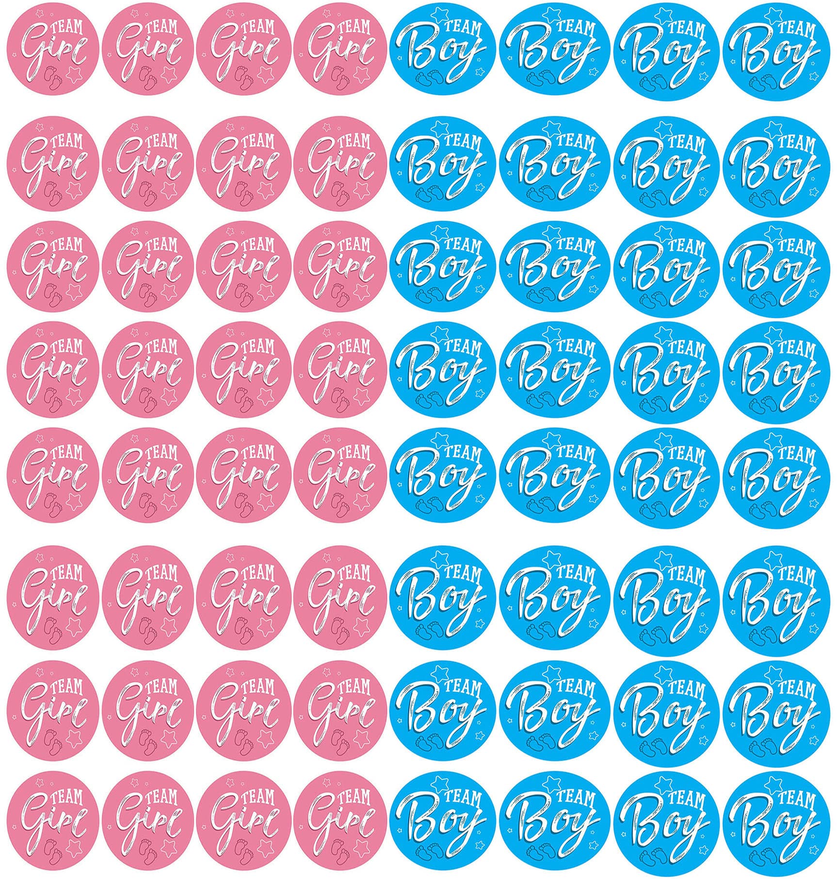48 PCS Gender Reveal Stickers,24 PCS Team Boy and 24 PCS Team Girl Stickers with Gold Foil Gender Reveal Party Stickers for Baby Shower Decorations Voting Games