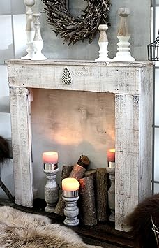 Kaminumrandung Shabby Antik weiss Kaminkonsole SHABBY CHIC Dekokamin